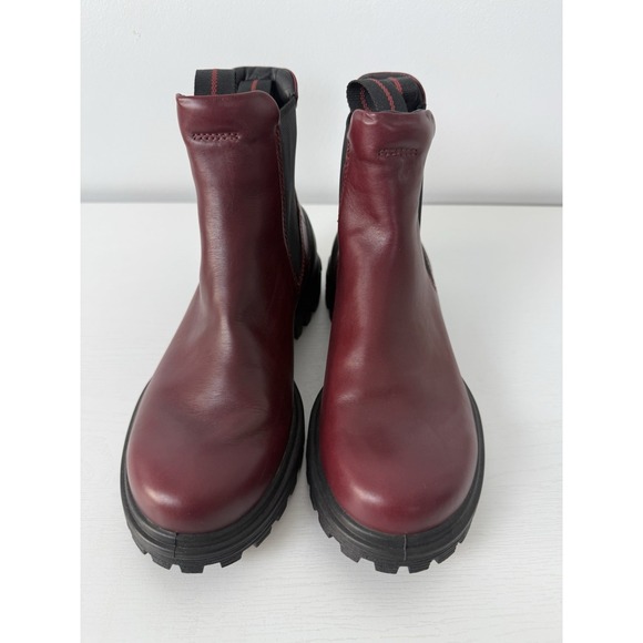 Ecco Women's Tredtray Chelsea Combat Boots Red Leather Size 37 - Picture 5 of 12